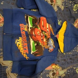 Disney Pixar Cars 2 Boys Blue Zip Up Hoodie Size 4
